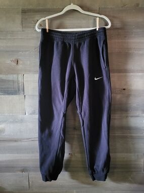 Nike Black Jogger Sweatpants with White Swoosh Size M